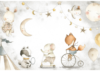 Фототапет Приказни животинки под звездно небе за детска стая